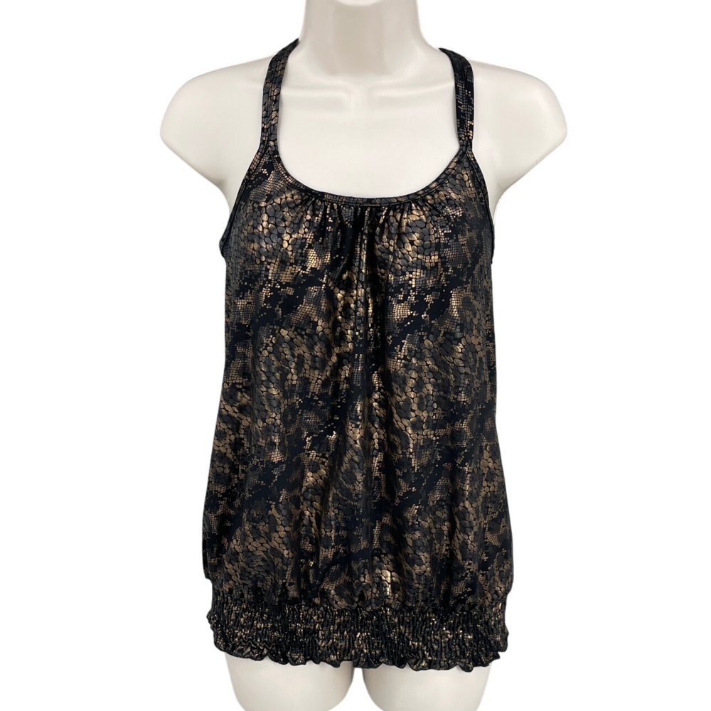Daytrip Tank Top Woman M Gold Festival Snake Halter Edgy Goth Metallic Party 90s